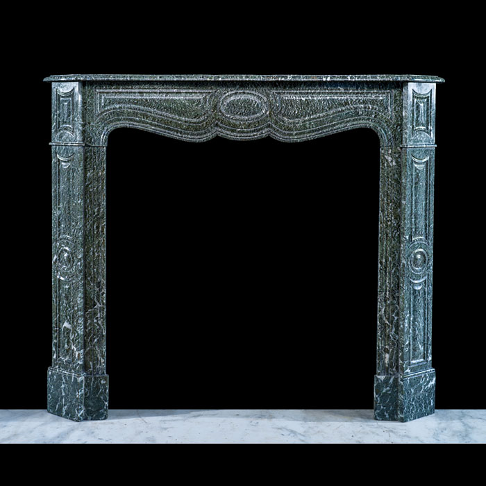 A Small Verde Antico Marble French Louis XV Pompadour Fireplace