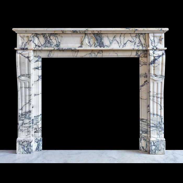 A Small Louis XVI Chimneypiece in Arabescato Marble