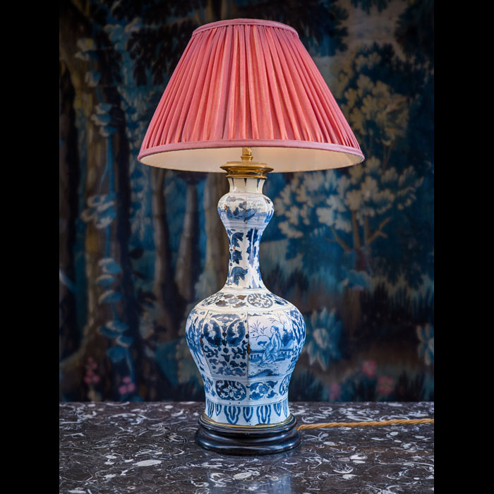 Antique Blue and White Delft Table Lamp c.1700 