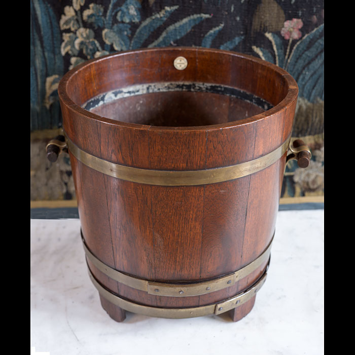 A Coopered Oak and Bronze Log Bin by R A Lister & Co
