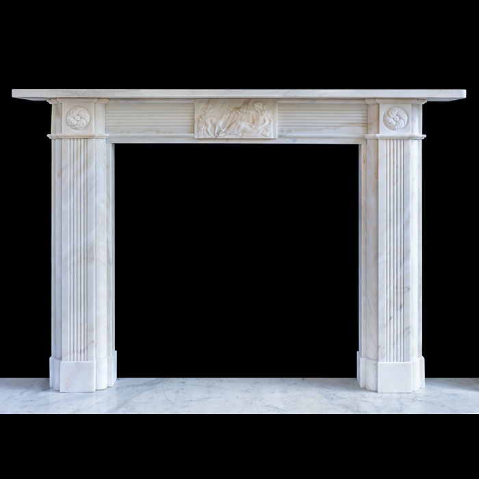 A Good 20th Century Regency Style Veined White Marble Fireplace