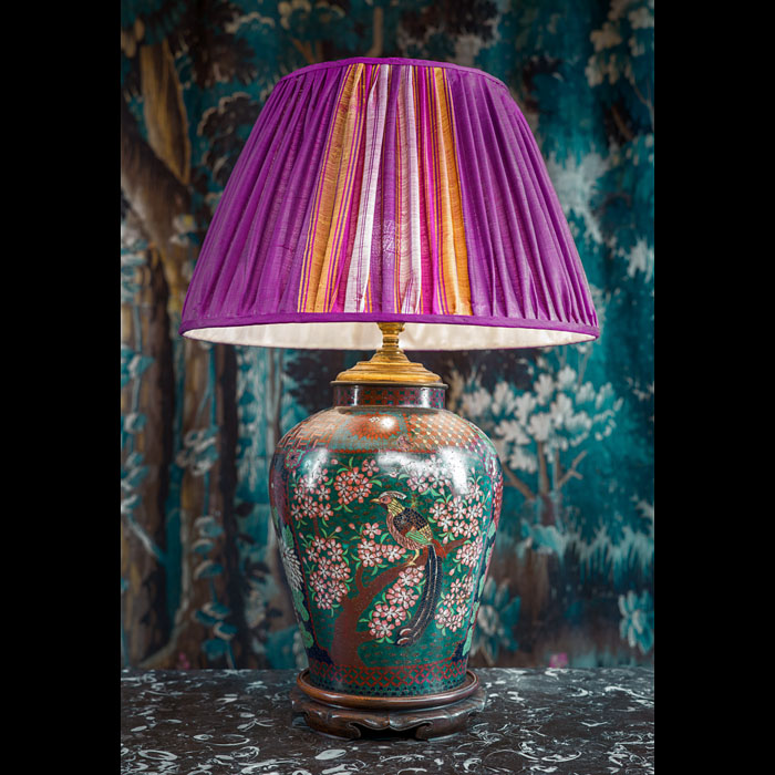  Antique Meiji Period Cloisonné Table Lamp 