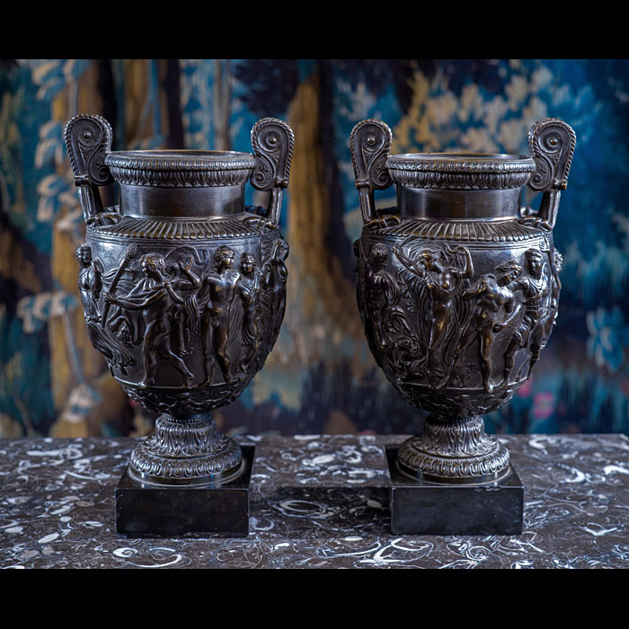 Pair of Large Grand Tour Townley Vases in Bronze