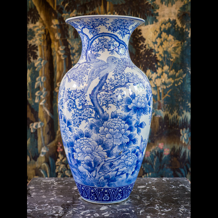 Large Arita Porcelain Blue and White Vase 