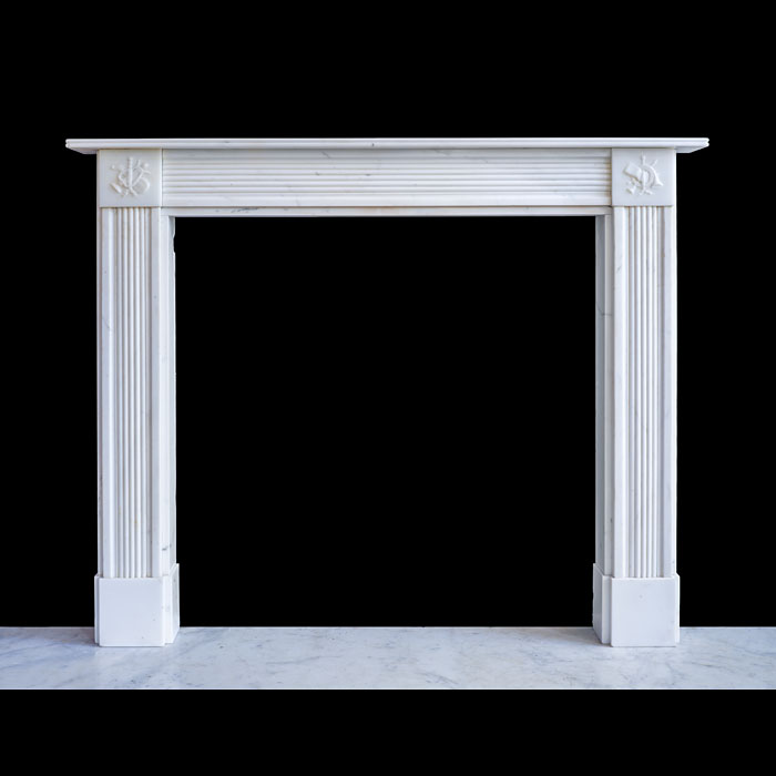 Reeded Regency Fireplace in White Marble 
