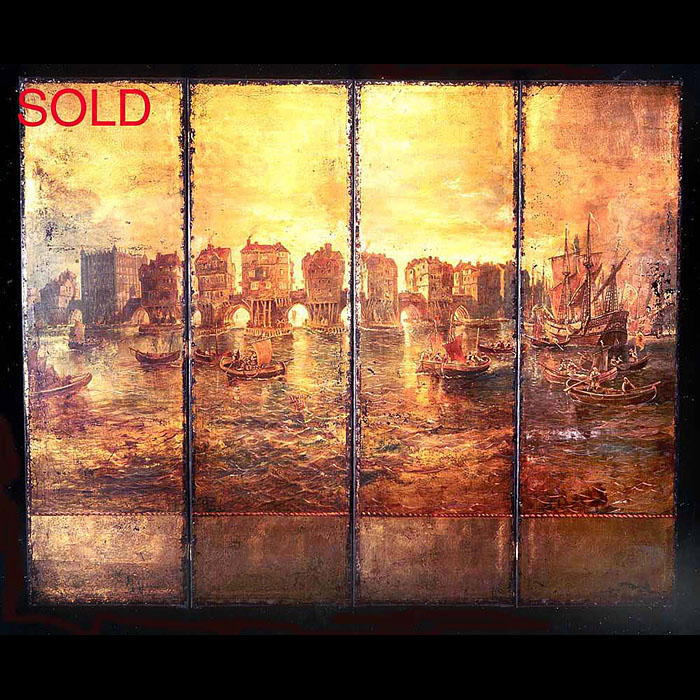 Leather screen of the Great Fire of London