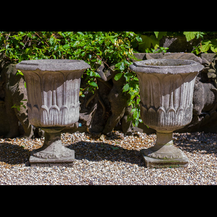 A Pair of Reconstituted Stone Garden Urns