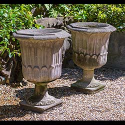 A Pair of Reconstituted Stone Garden Urns