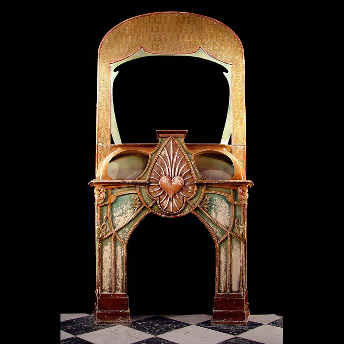 A Guimard style \art \nouveau fireplace surround    