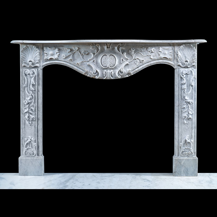 Italian Rococo Carrara Marble Fireplace 