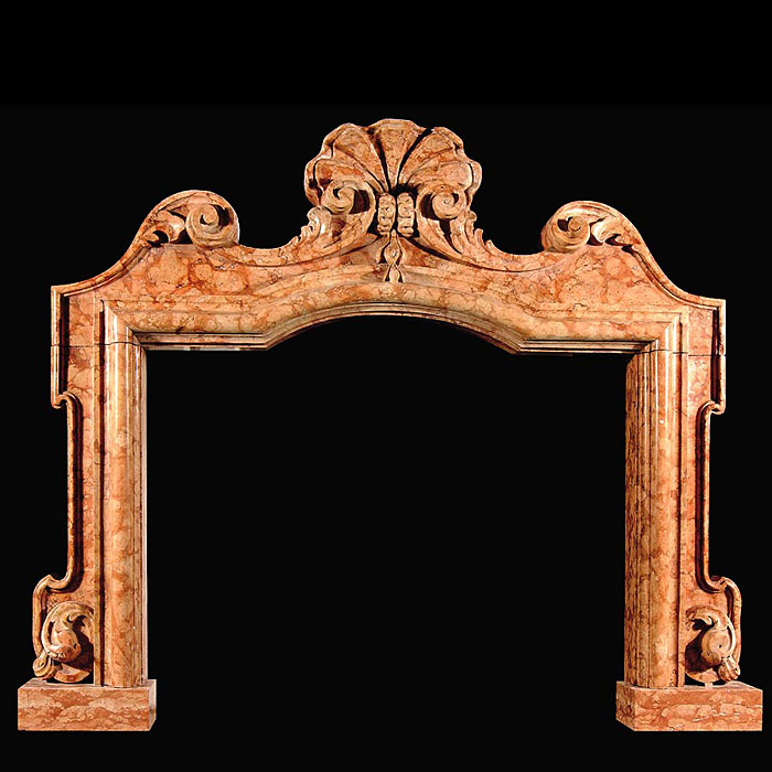 Baroque style Italian Nembro Marble fireplace surround  