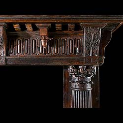 French Renaissance Revival Oak Fireplace 
