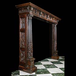 French Renaissance Revival Oak Fireplace 
