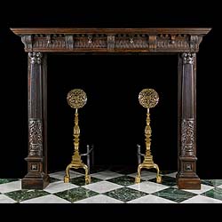 French Renaissance Revival Oak Fireplace 
