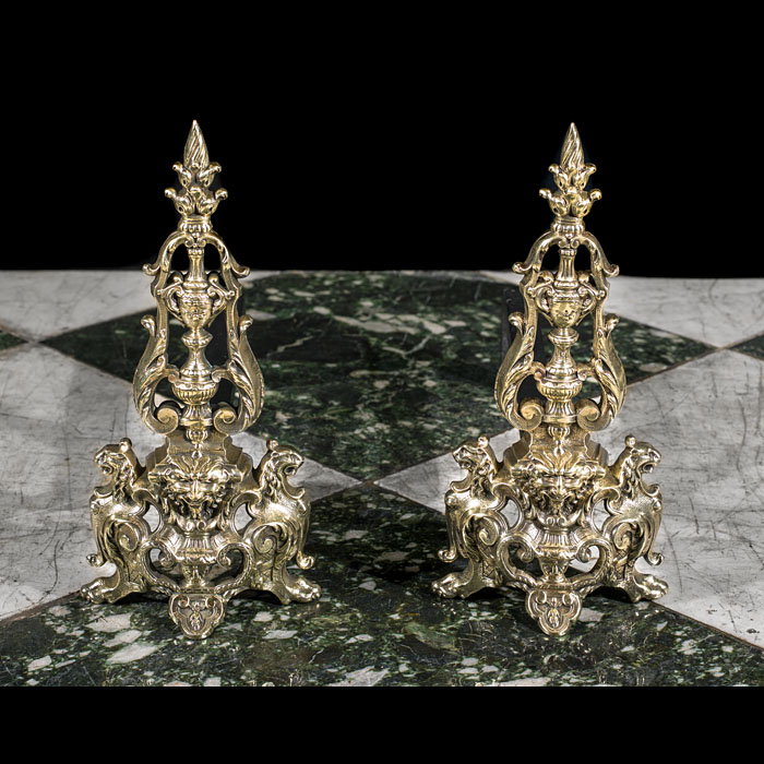 A Pair of Small French Brass Chenets