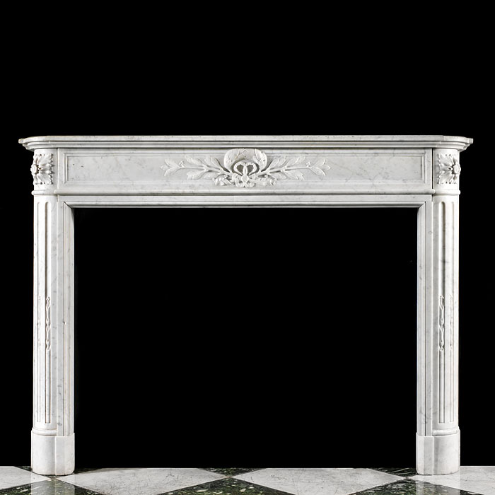 One of a near pair of Louis XVI Carrara Marble Antique fireplace mantels 