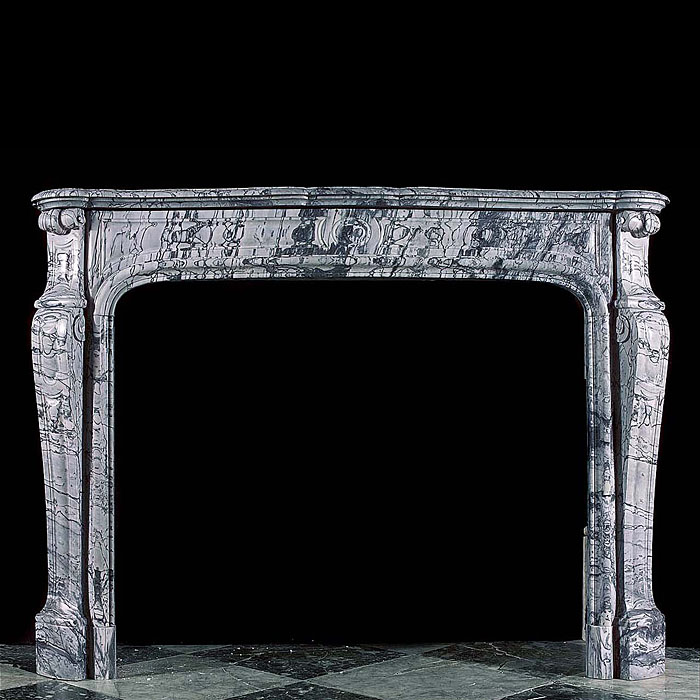 A Louis XVI Grey Marble Fireplace Mantel
