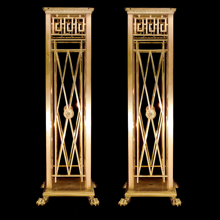 A Pair of Bronze Regency Style Pedestals