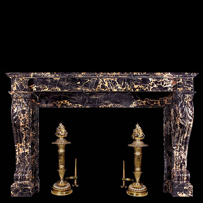  A French Rococo Portoro Marble chimneypiece   