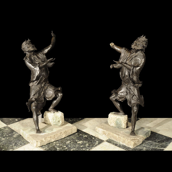 Pair of Japanese Spelter Street Entertainers