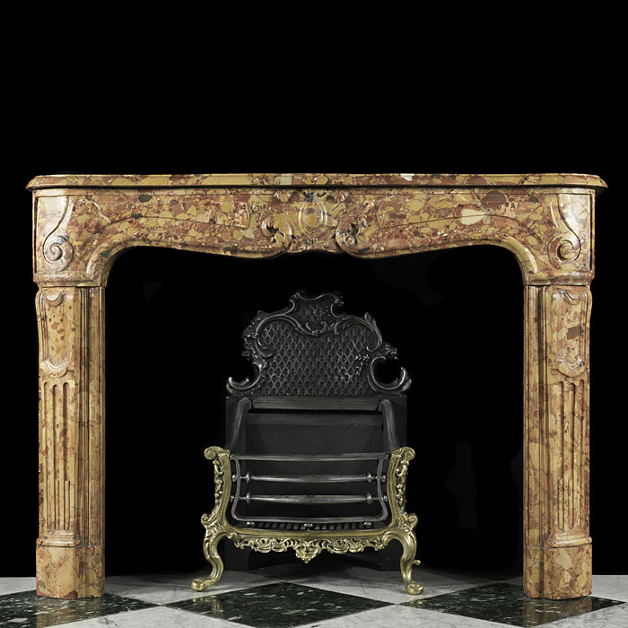 Louis XV Breche d'Aleppe Marble Fireplace
