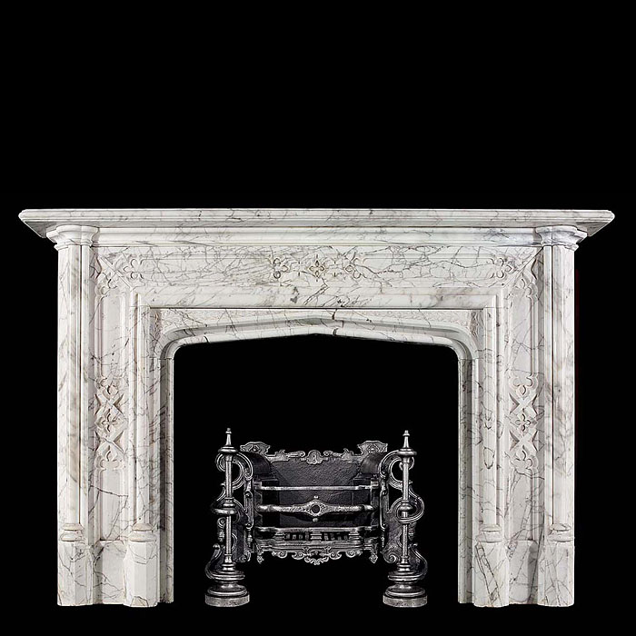  A Victorian Gothic Revival antique marble chimneypiece   