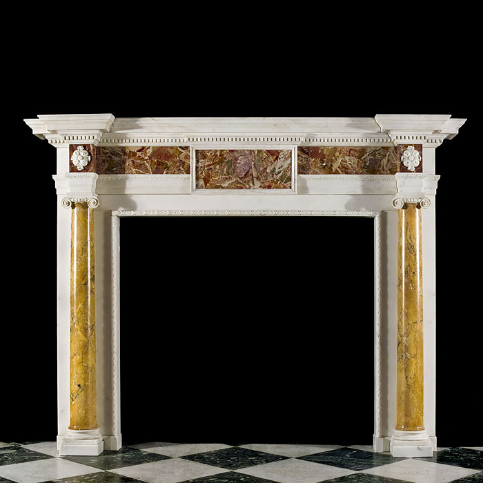 Sienna and Statuary marble Georgian fireplace mantel    