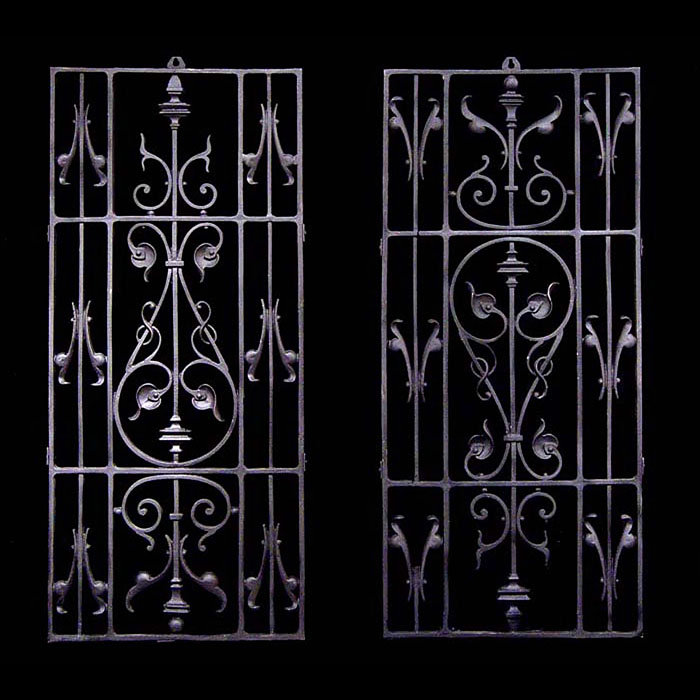 Pair of wrought iron window grilles    