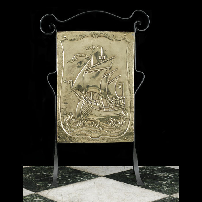 An Arts & Crafts Galleon Fire Screen 
