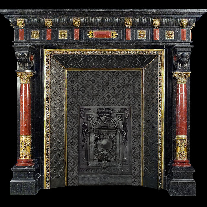 A Flemish Renaissance style antique marble fireplace