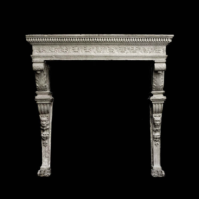 A 17th century Italian antique stone fireplace surround