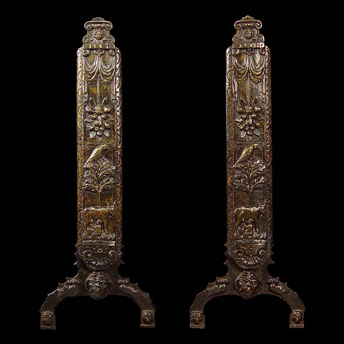  Berkeley Castle Elizabethan style cast bronze andirons   