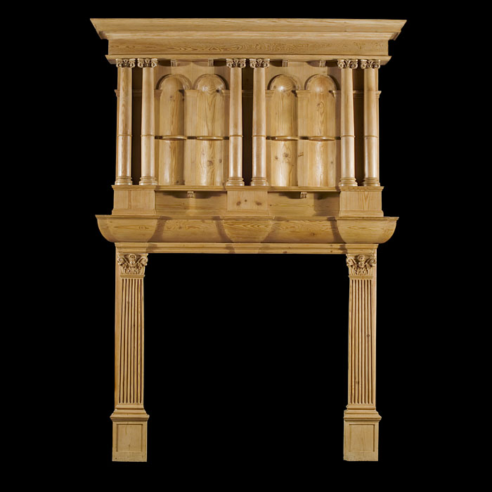 A Gothic Revival Antique Pine Chimneypiece 
