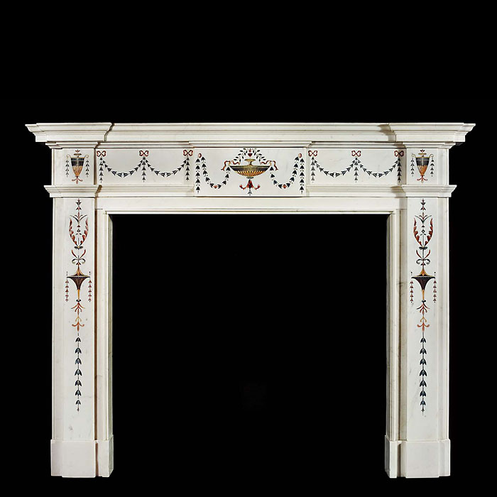 Antique Georgian Irish fireplace with Scagliola Inlay

