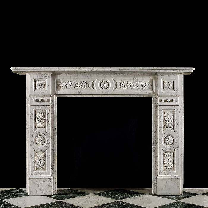 A Victorian grey veined antique marble chimneypiece    