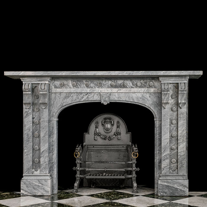 A  large antique Bardiglio marble Victorian chimneypiece 
