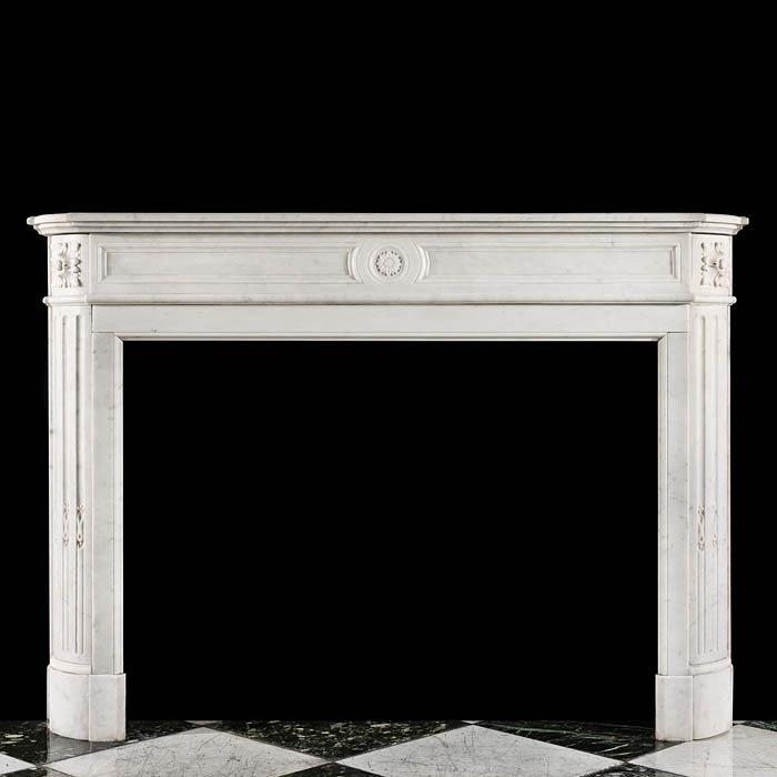  A Small Louis XVI Carrara Marble Fireplace 