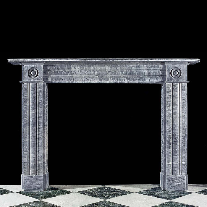 A Bardiglio Marble antique  bullseye fireplace surround   