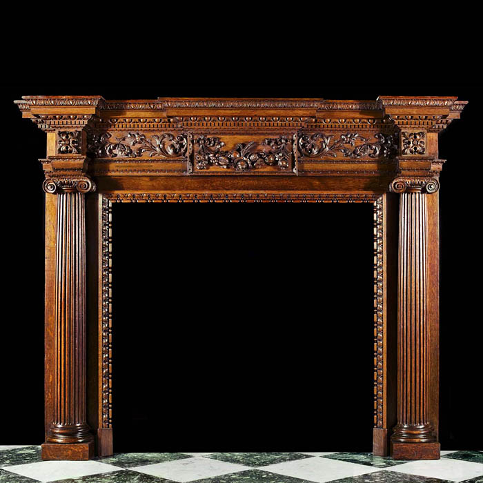 Fine large English Oak Georgian Style Fireplace Mantel    
