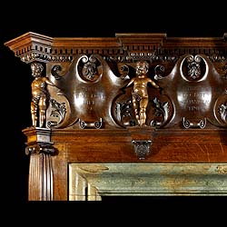 A large English Oak fireplace mantel    