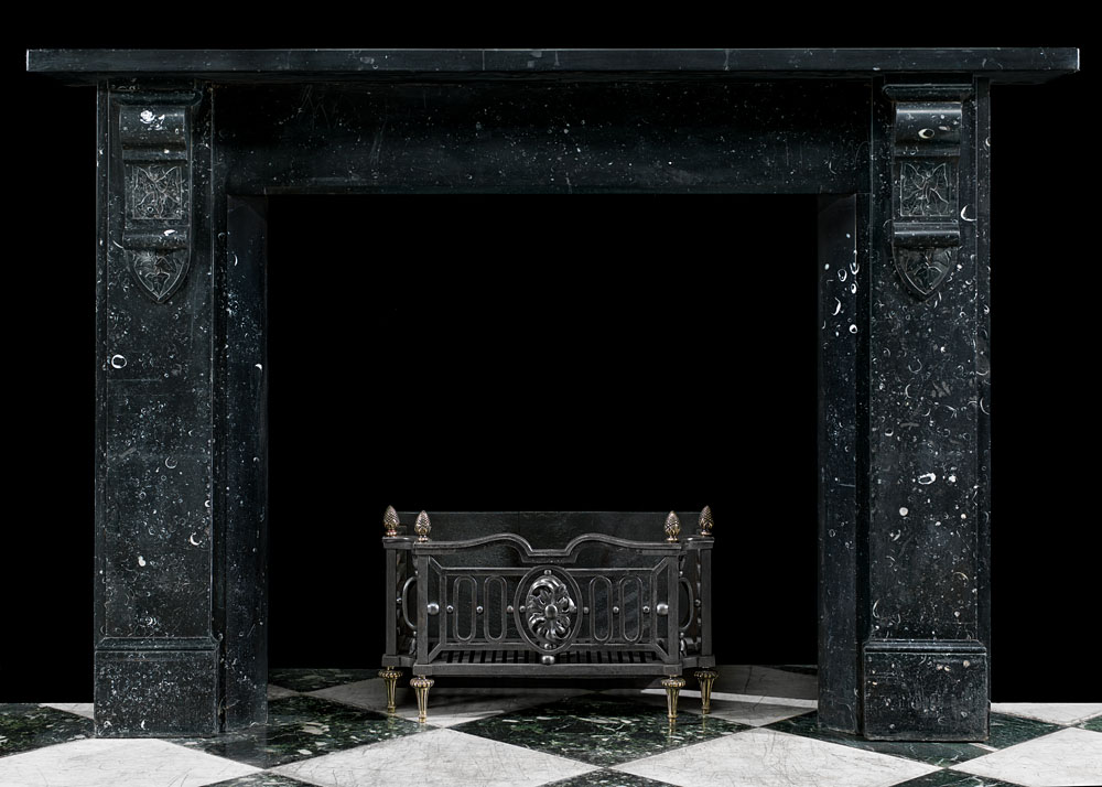 Fossil Marble Black Antique Fireplace Mantel Westland London