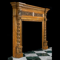 Large Carved Oak Renaissance Fireplace Mantel | Westland