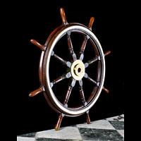 Large Ship Wheel Mahogany Teak | Westland London