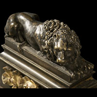 Antique Regency Bronze Lion Fireplace Fender | Westland London
