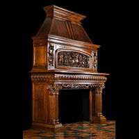French Trumeau Walnut Wood Fireplace Mantel | Westland London