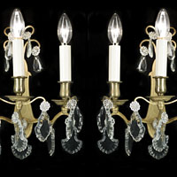 Crystal Pair Brass French Wall Lights | Westland London