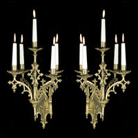 Silver Plated Gothic Pugin Antique Wall Lights | Westland London