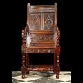 Antique old carved oak jacobean renaissance chair 17th century.