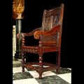 Antique old carved oak jacobean renaissance chair 17th century.