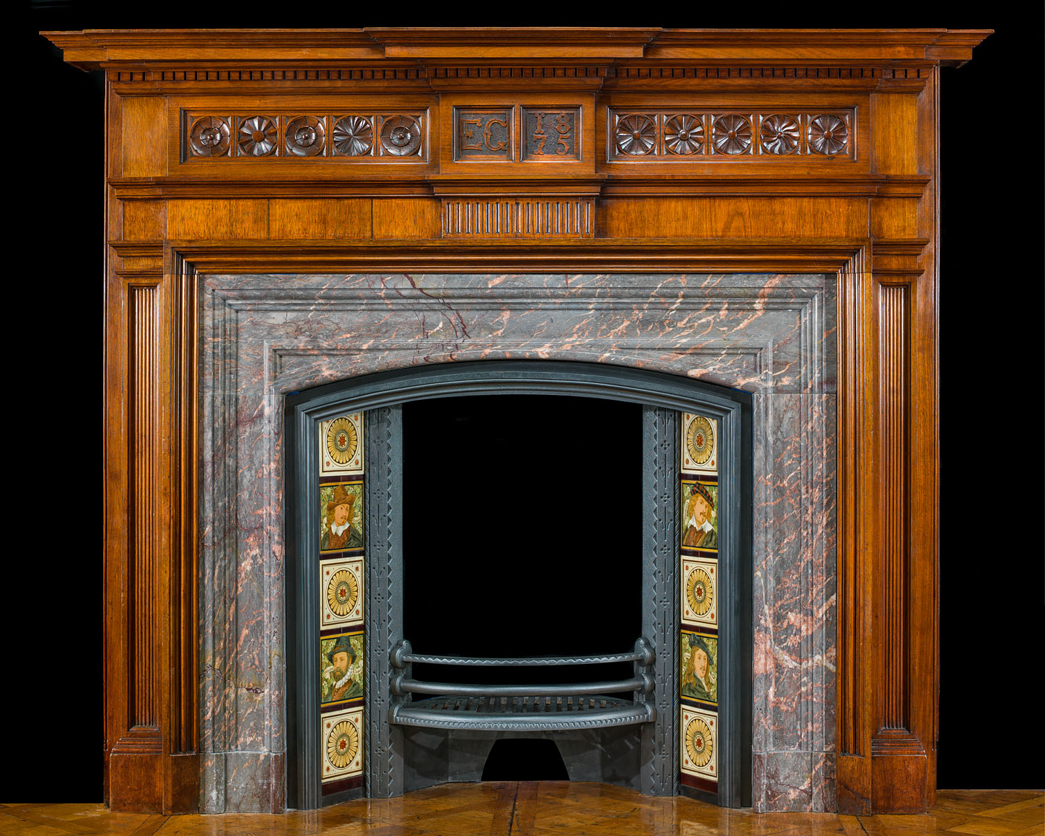Gillows Aesthetic movement walnut fire surround